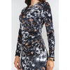 Side Ruched Velvet Dress Brown & Black Floral