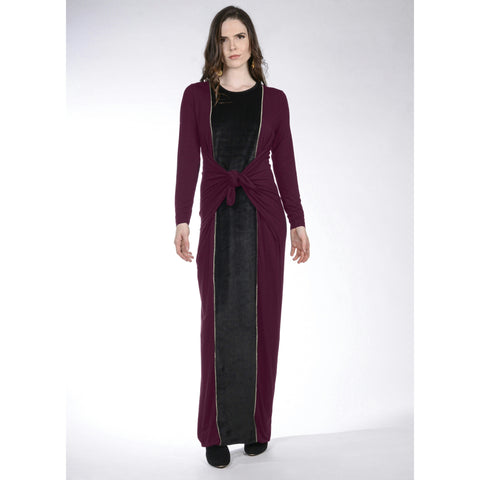 Maxi Boho Velour: Wine/Black/Gold - The Mimi Boutique