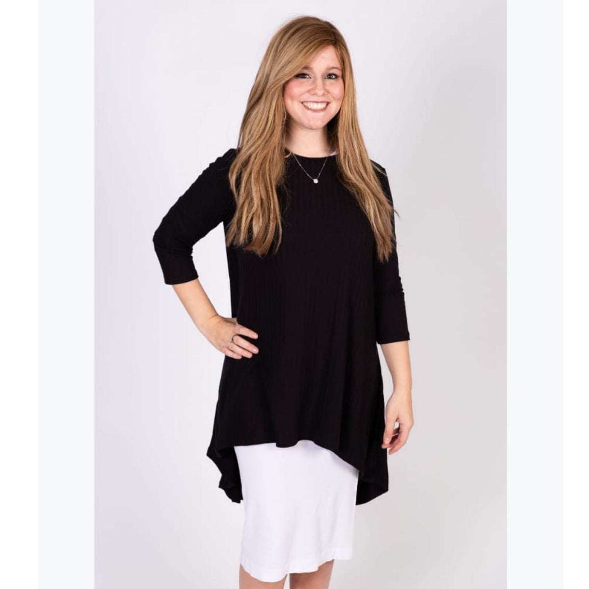 High Low Top by KMW-Black 3/4 Sleeves