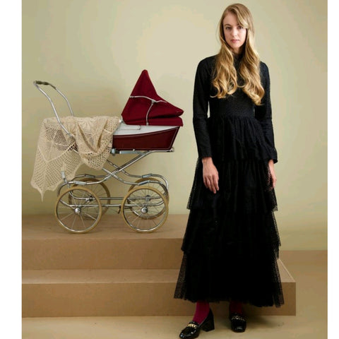 Tiered Black Tulle Maxi Dress