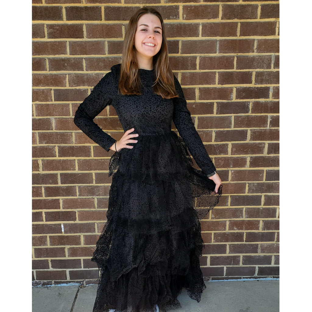 ワンピース BLACK TULLE WAVE TIERED DRESS BLACK TULLE WAVE TIERED DRESS