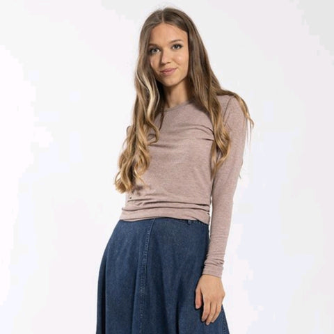 Reverse Seam Heathered Tee Mocha