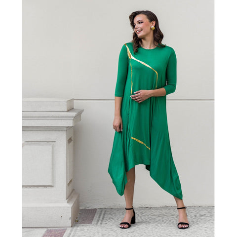 Erina Dress by Mikah: Emerald Green/Gold