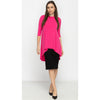 High Low Top by KMW-Fushia Jersey 3/4 Sleeves