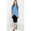 High Low Top by KMW-Blue Jersey 3/4 Sleeves