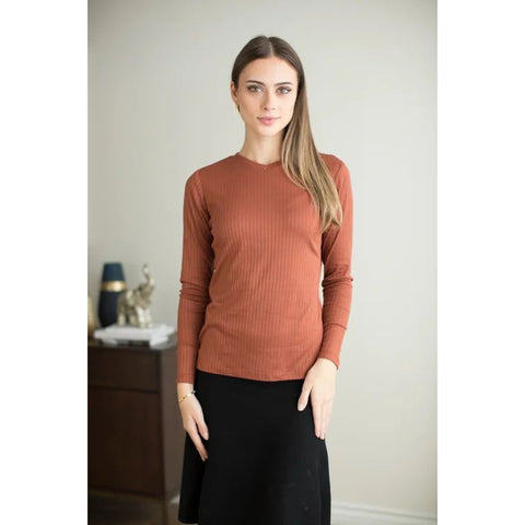 Rust Wide Ribbed Tee by Adina LV