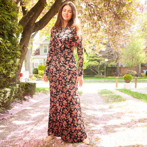 Floral Velvet Shirred Maxi Jackie O