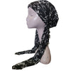 Black & White Floral Fringe Dacee Headscarf