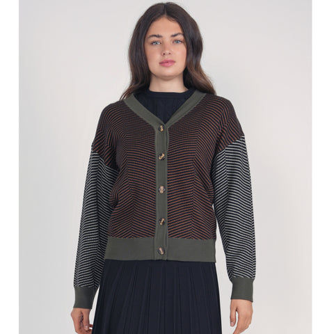 Mini Geo Drop Shoulder Cardigan by Yal-PLUS