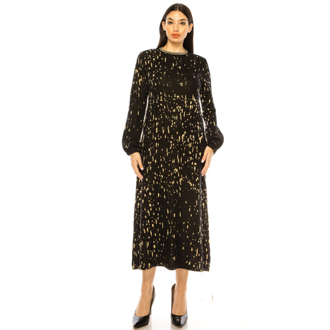Gold Splatter Knit Print Dress by Yal