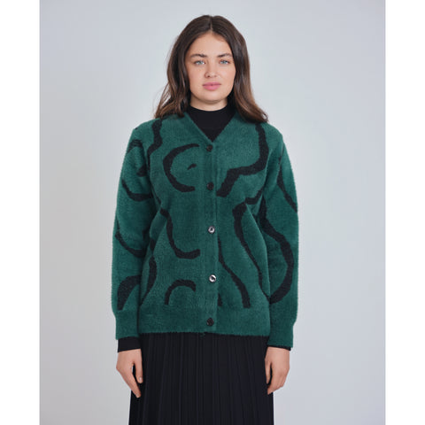 Fuzzy Green Swirl Sweater by Yal