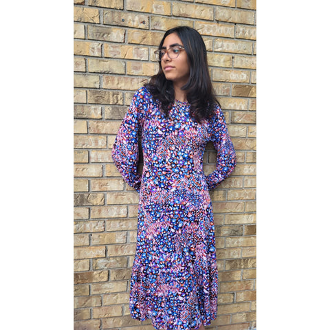 Tiffany 2.0 Dress: Blue Textured Petals