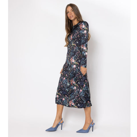 Corset Black Floral Midi Maxi Dress