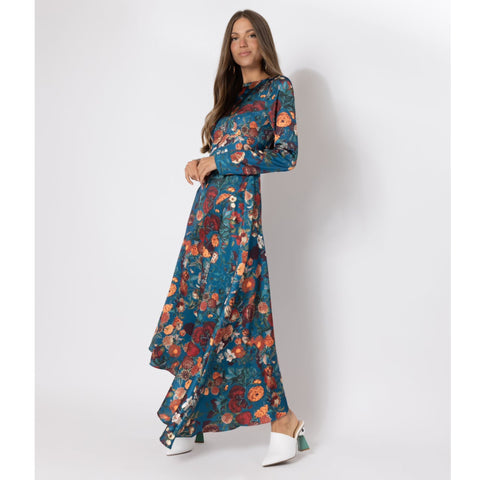 Theodora Teal Floral Dress