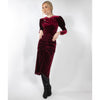 Velvet Ruched Dress Burgundy