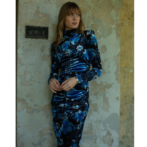 Elizabeth Blue Floral Midi Dress