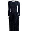 Black Stencil Velvet Belted Maxi