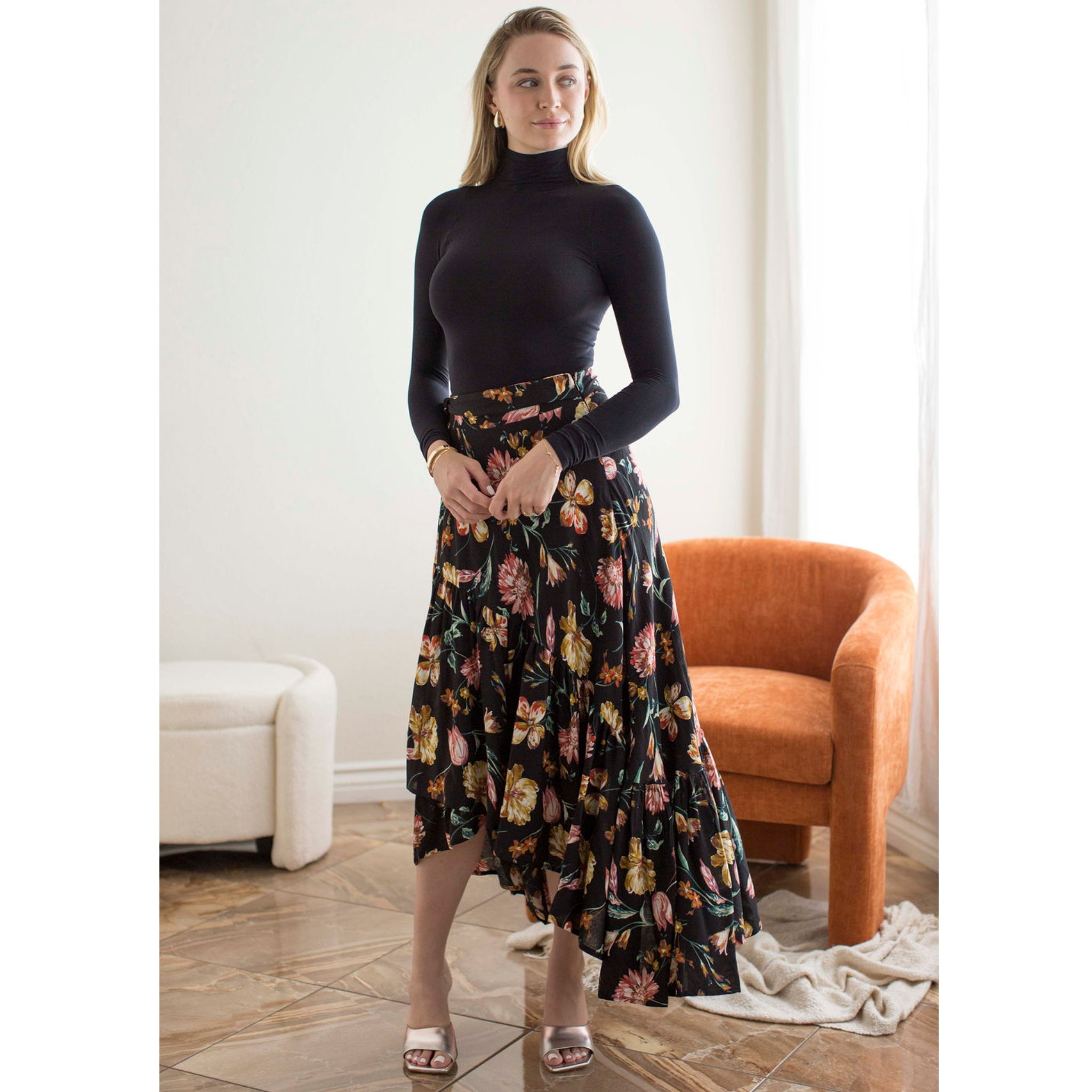 Black Floral Tiered Maxi Skirt by Adina LV – The Mimi Boutique