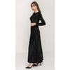 Black Stencil Velvet Belted Maxi