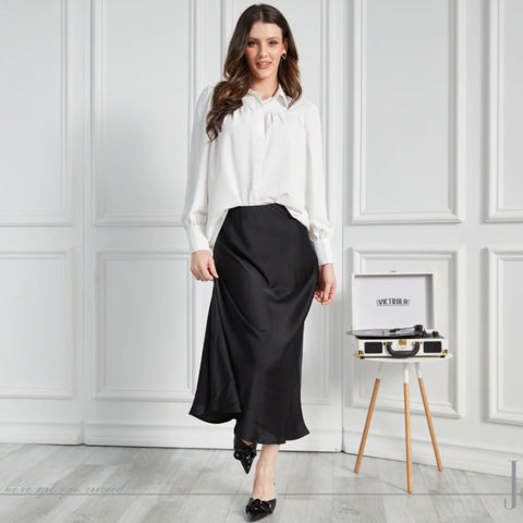 Crossover Black Denim Midi Skirt by Adina LV – The Mimi Boutique