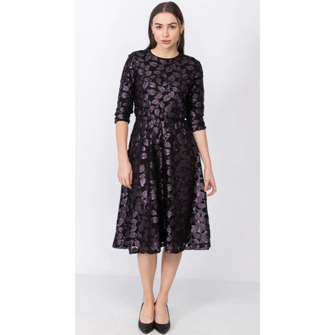 Everything Dress Metallic Purple Leaf