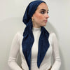 Chenille Navy Ribbed Pre-tied Scarf by Valeri