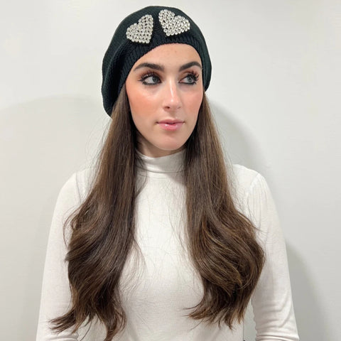 Crystal Clear Heart Beret by Valeri