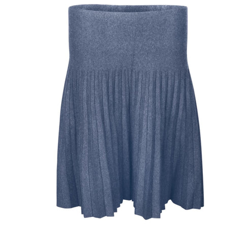 Pleated Skirt Medium Denim Wash by Mia Mod