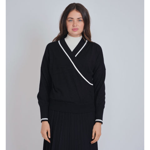 Wrap Yal Sweater Black/White