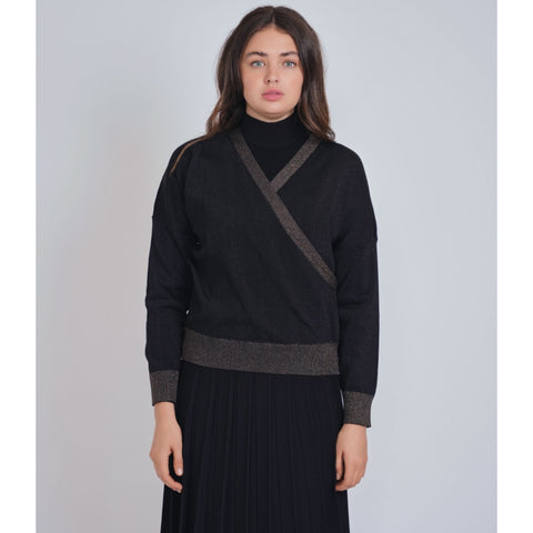 Wrap Yal Sweater Shimmer Black/Gold