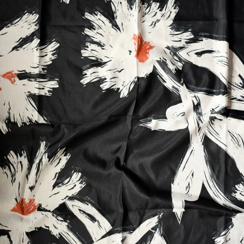 Black & Cream Brushstroke Floral Tichel by Nicsessories