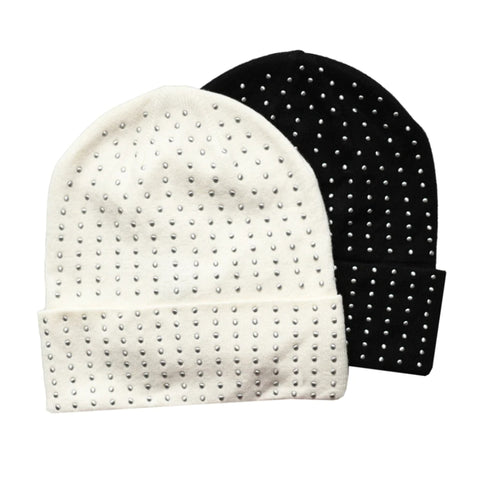 Metallic Stud Sport Cuff Beanie by Nicsessories