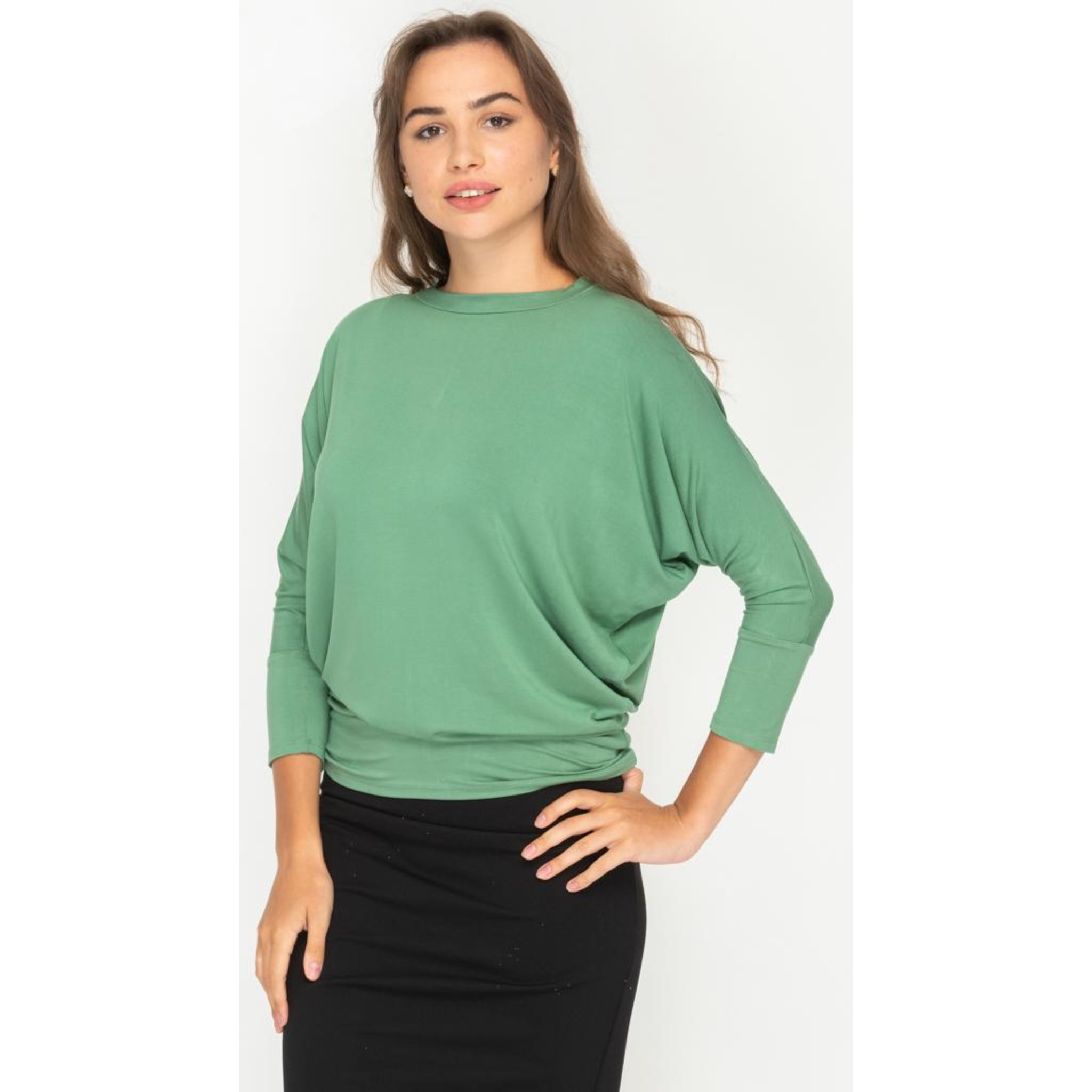 Waisted Dolman Top by KMW Green