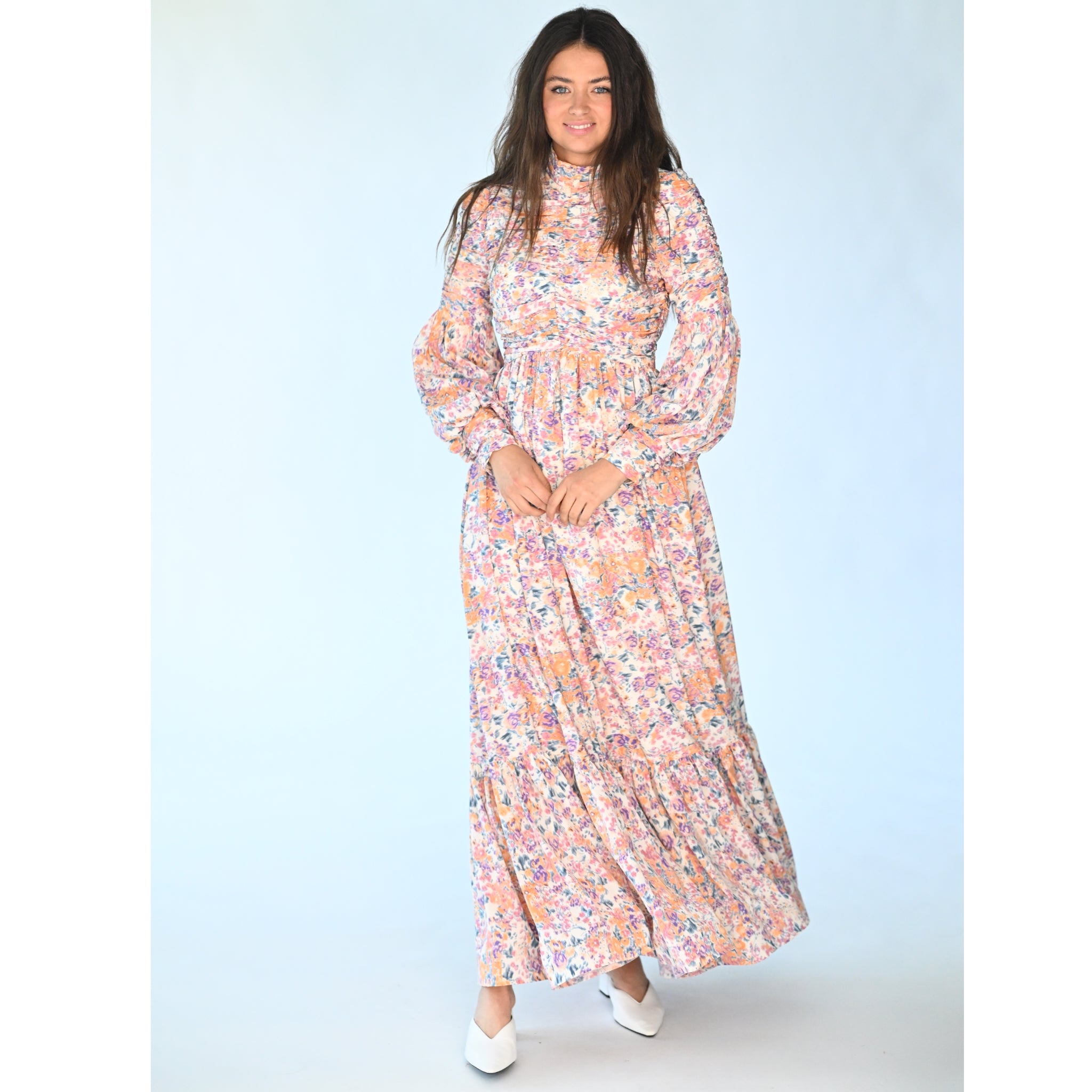 Cici Watercolor Floral Drape Maxi Dress Cici Watercolor Floral Drape Maxi Dress