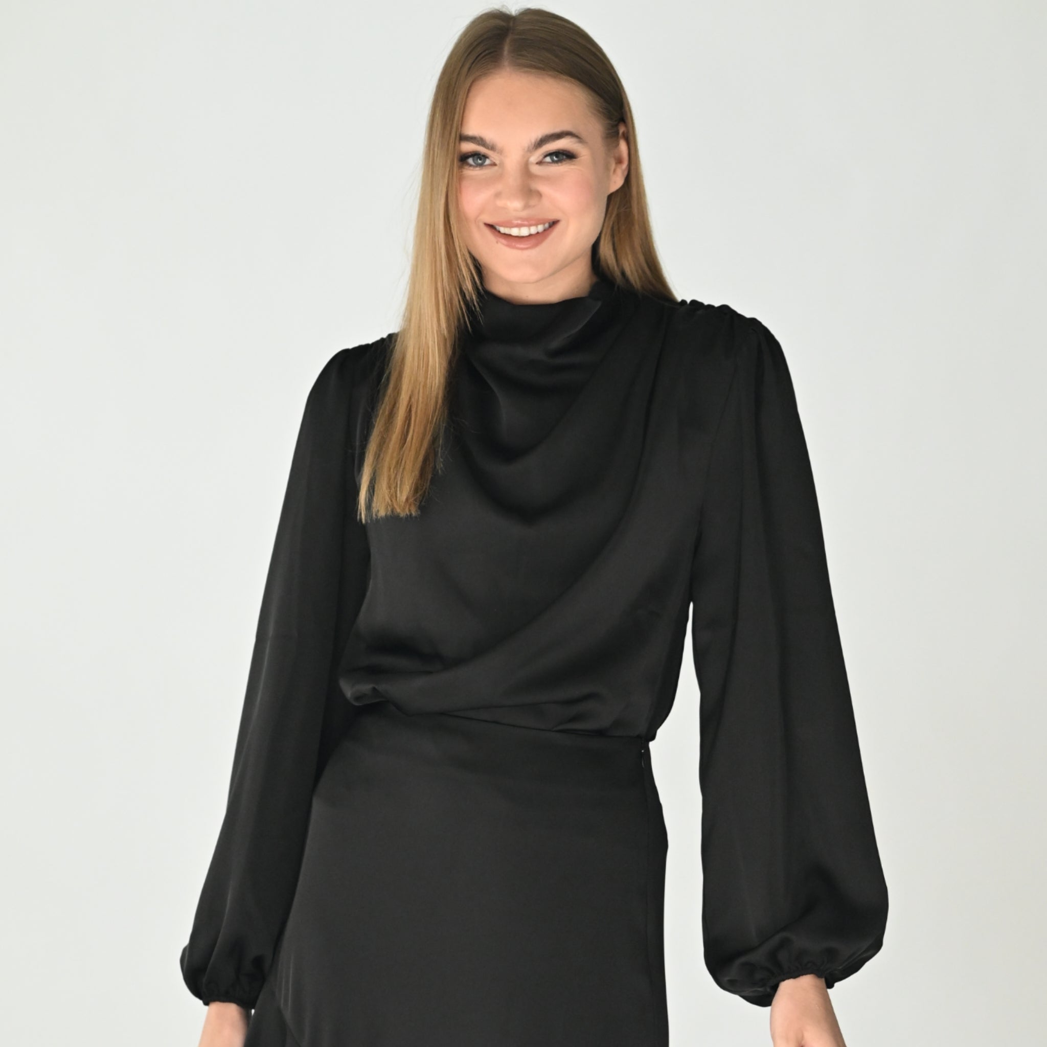 Silky Drape Top Black Silky Drape Top Black