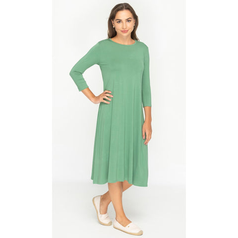 Penny Dress-Solid Green Jersey Swing