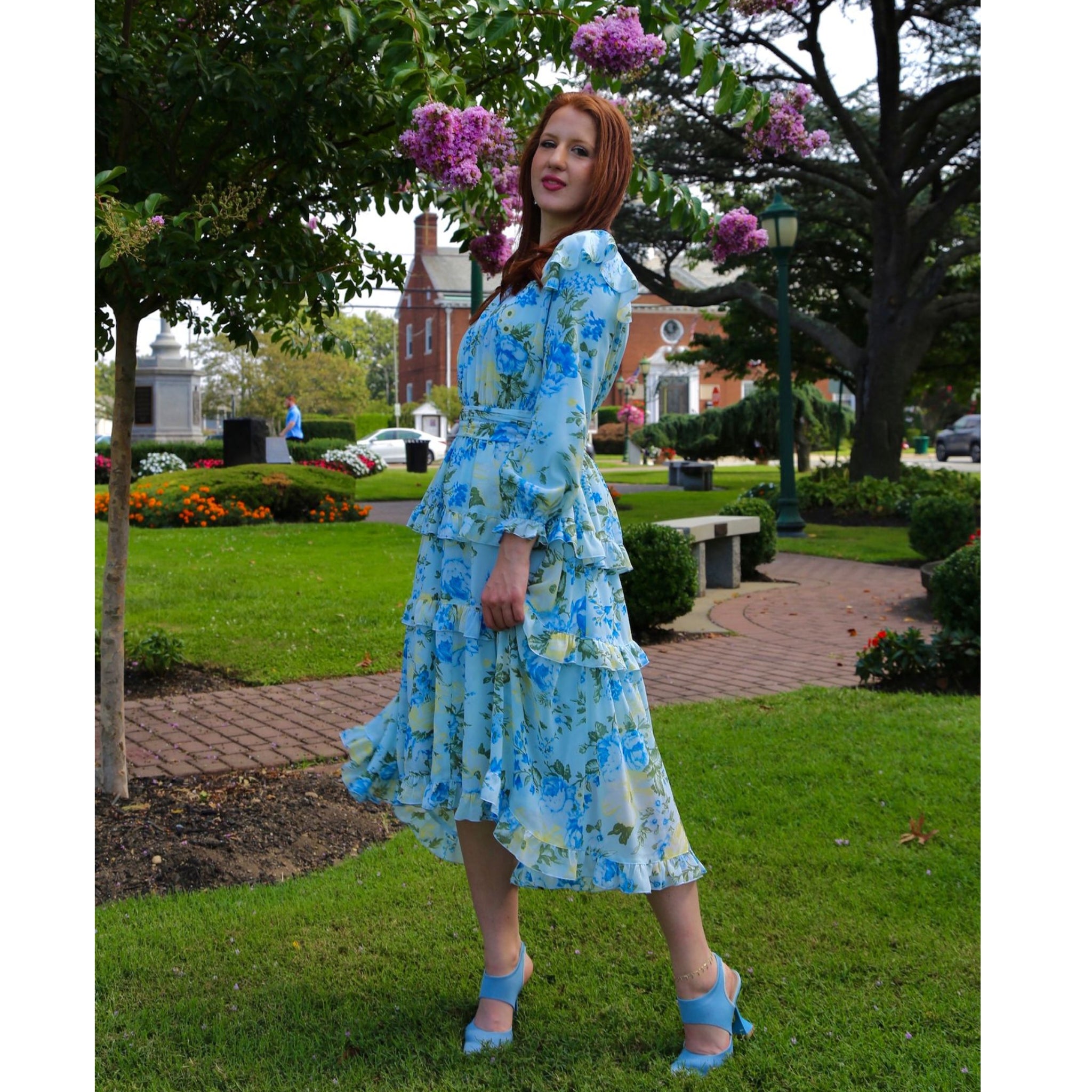Chiffon Floral Evening Dress Chiffon Floral Evening Dress