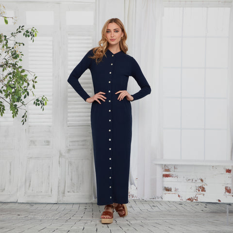 Alexa Dress Solid Navy Rib