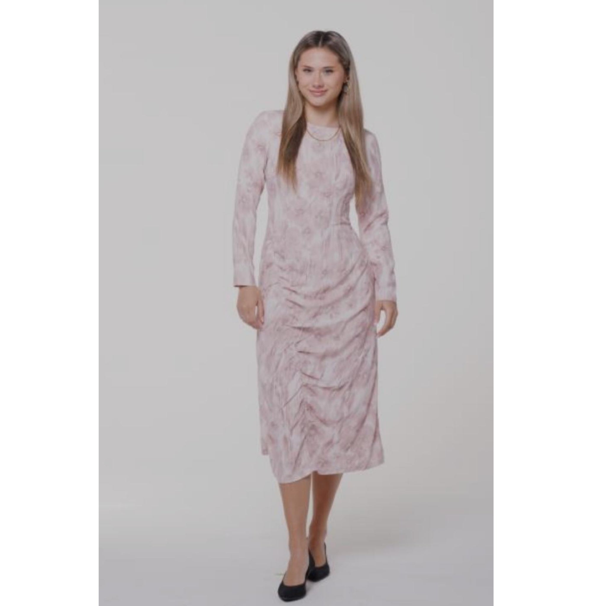 pink boutique ruched dress Heatwave Muse Ruched Midi Dress Pink