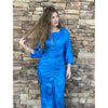 Drape Rouched Cobalt Silk Dress