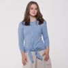 Tie Waist Button Top Blue