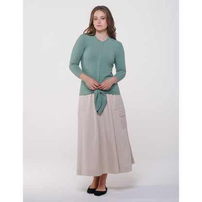 Tie Waist Button Top Green
