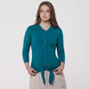 Tie Waist Button Top Teal