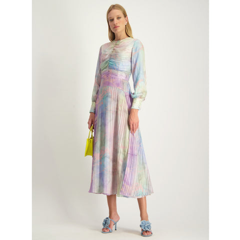 Shirred Metallic Multicolor Dress by Touch