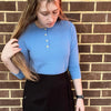 Blue Henley Ribbed Top by Lilac Teen