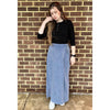 Chambray Wrap Casual Maxi Skirt