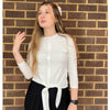 Tie Waist Button Top Ivory