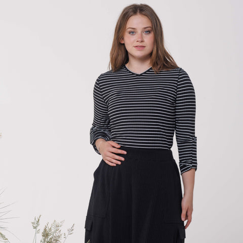 Black Striped Top by Lilac Teen