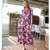 Viscose Maxi Dress Abstract Floral Mauve by Adina LV