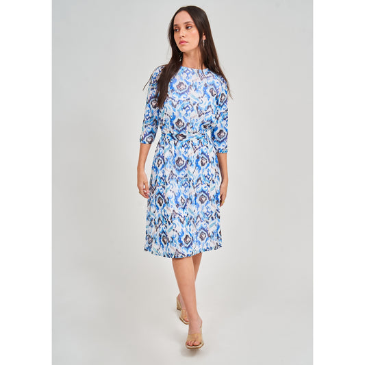 Swing Mesh Dress Blue & White by DF